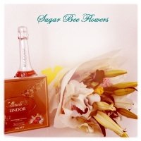 flowers wine and chocolate